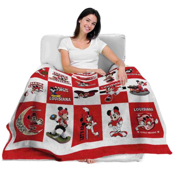 louisiana ragin cajuns mickey minnie red white blanket latest model