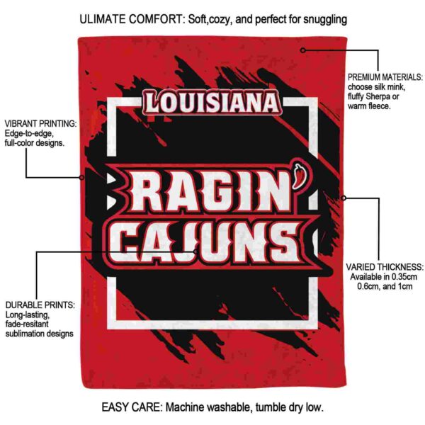louisiana ragin cajuns splatter effect red blanket new arrival