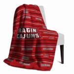 louisiana ragin cajuns striped pattern red blanket top rated