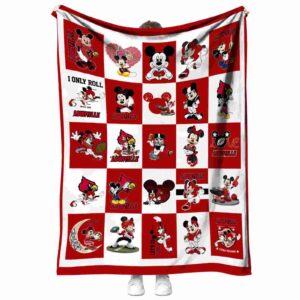 louisville cardinals mickey minnie red white blanket best selling