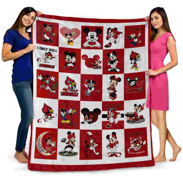 louisville cardinals mickey minnie red white blanket fashion forward