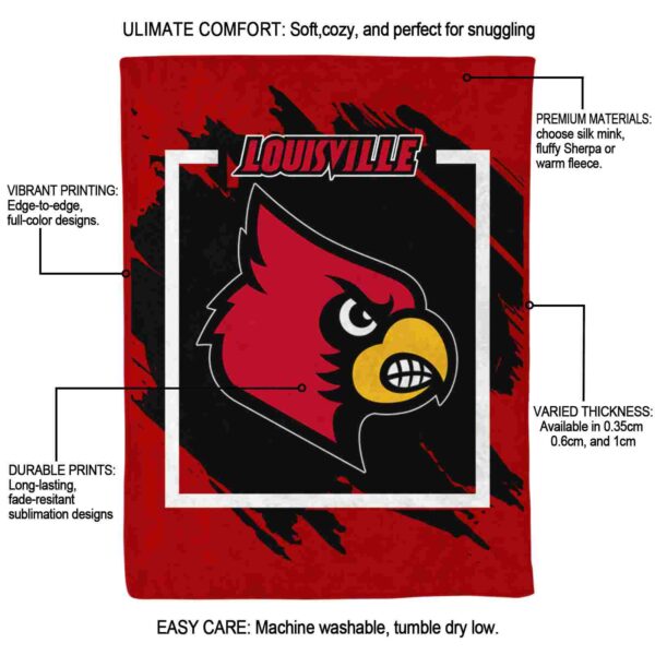 louisville cardinals splatter effect red blanket new arrival