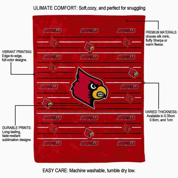 louisville cardinals striped pattern red blanket new arrival