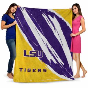 lsu tigers brushstrokes purple white blanket fashion forward