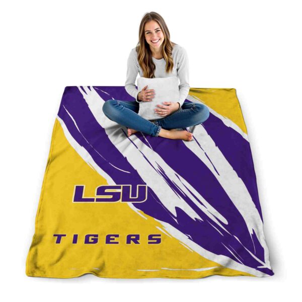 lsu tigers brushstrokes purple white blanket high quality