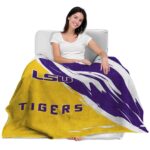 lsu tigers brushstrokes purple white blanket latest model