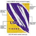 lsu tigers brushstrokes purple white blanket new arrival