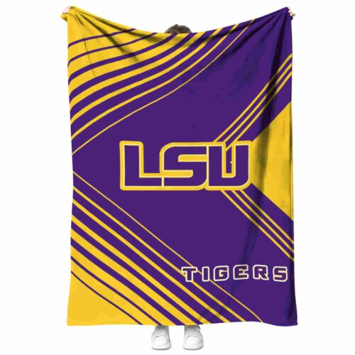 lsu tigers diagonal stripes purple blanket best selling