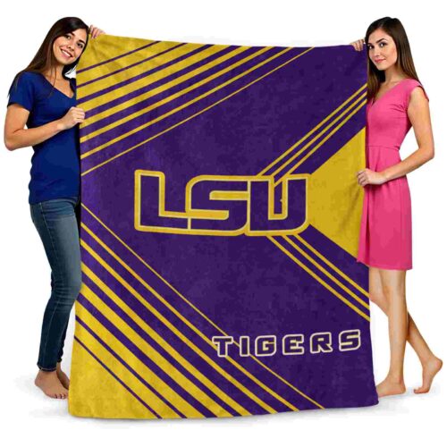 lsu tigers diagonal stripes purple blanket fashion forward