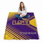 lsu tigers diagonal stripes purple blanket best selling