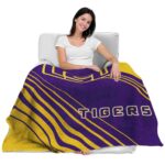 lsu tigers diagonal stripes purple blanket best selling