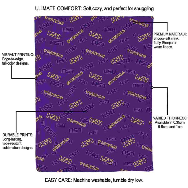 lsu tigers diehard fans purple blanket new arrival