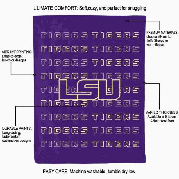 lsu tigers fan pride purple blanket new arrival