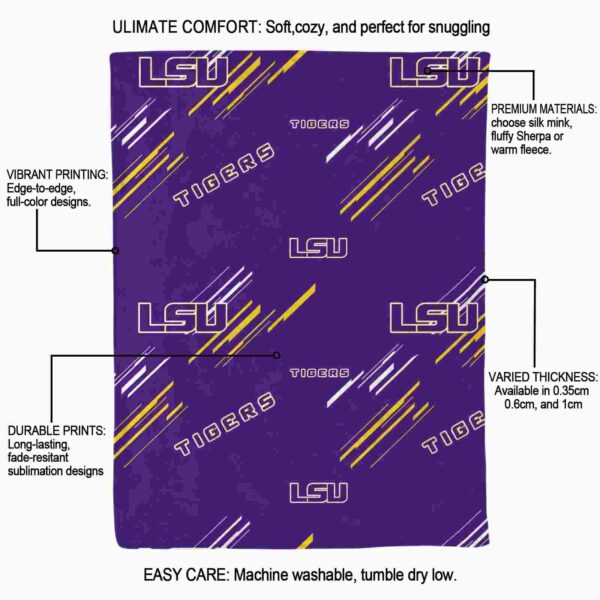 lsu tigers fan spirit purple blanket new arrival