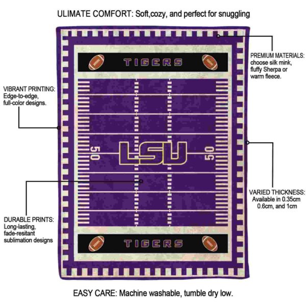 lsu tigers football field purple blanket new arrival