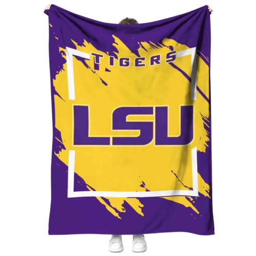 lsu tigers splatter effect purple blanket best selling