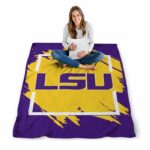 lsu tigers splatter effect purple blanket high quality