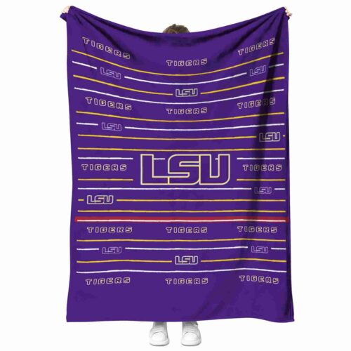 lsu tigers striped pattern purple blanket best selling