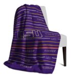 lsu tigers striped pattern purple blanket top rated
