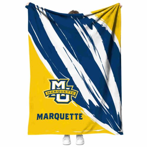 marquette golden eagles brushstrokes blue white blanket best selling