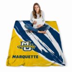 marquette golden eagles brushstrokes blue white blanket high quality