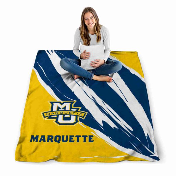 marquette golden eagles brushstrokes blue white blanket high quality