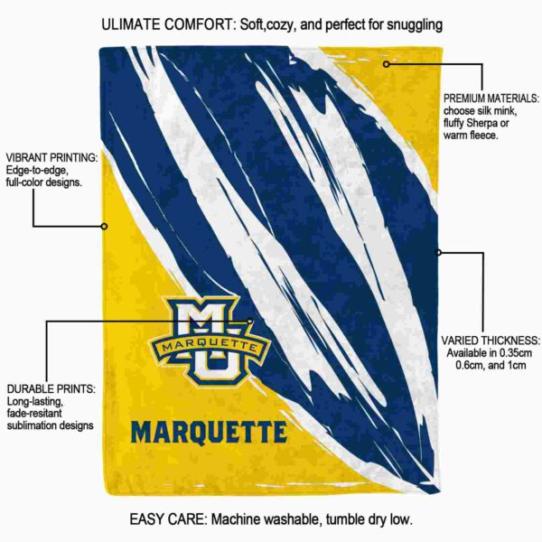 marquette golden eagles brushstrokes blue white blanket new arrival
