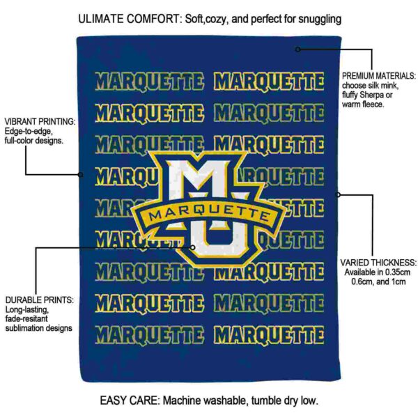 marquette golden eagles fan pride blue blanket new arrival
