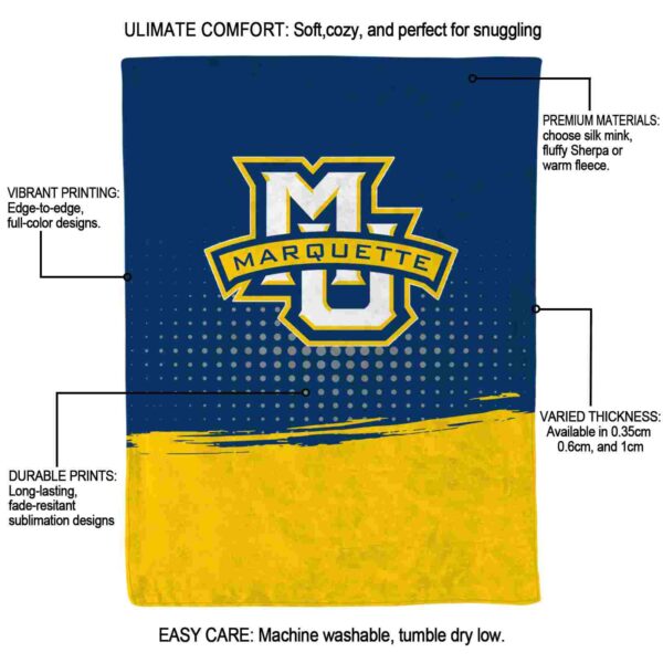 marquette golden eagles gradient dots blue blanket new arrival