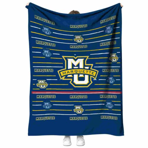 marquette golden eagles striped pattern blue blanket best selling