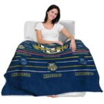 marquette golden eagles striped pattern blue blanket latest model