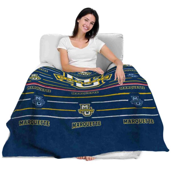 marquette golden eagles striped pattern blue blanket latest model