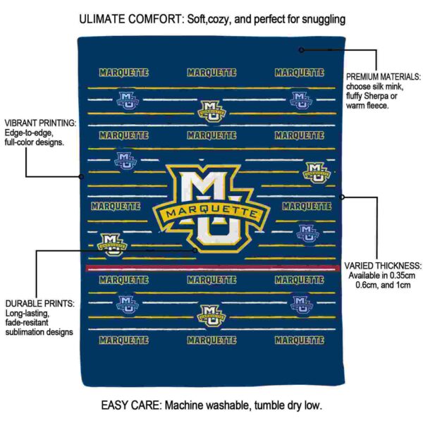 marquette golden eagles striped pattern blue blanket new arrival