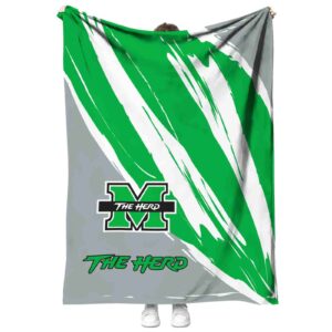 marshall thundering herd brushstrokes green white blanket best selling