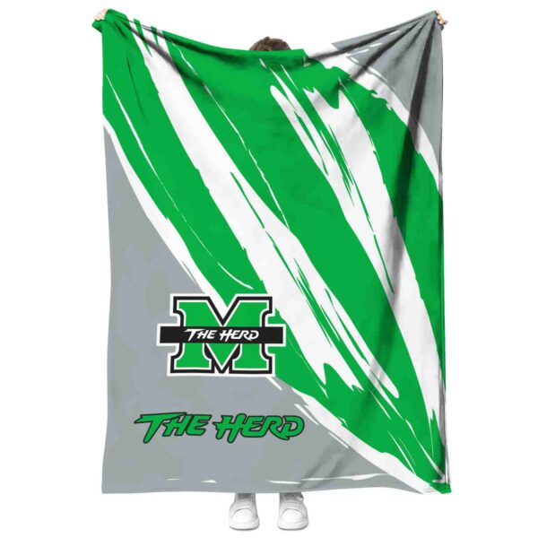 marshall thundering herd brushstrokes green white blanket best selling