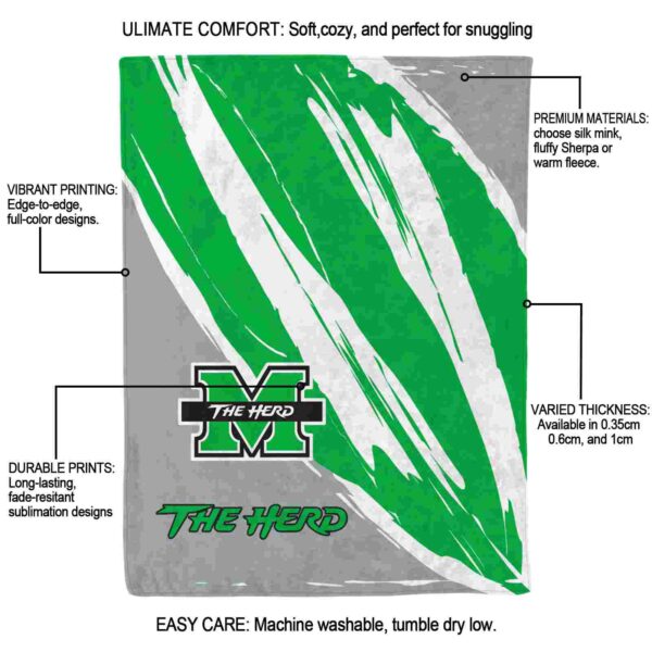 marshall thundering herd brushstrokes green white blanket new arrival