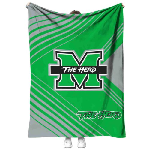 marshall thundering herd diagonal stripes green blanket best selling