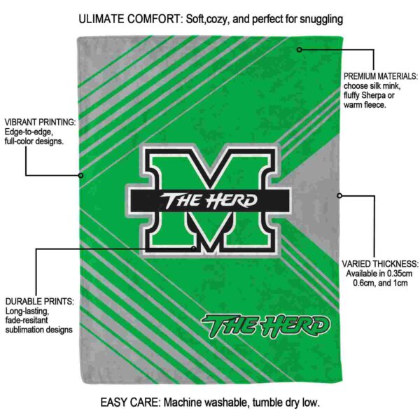 marshall thundering herd diagonal stripes green blanket new arrival