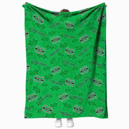 marshall thundering herd diehard fans green blanket best selling