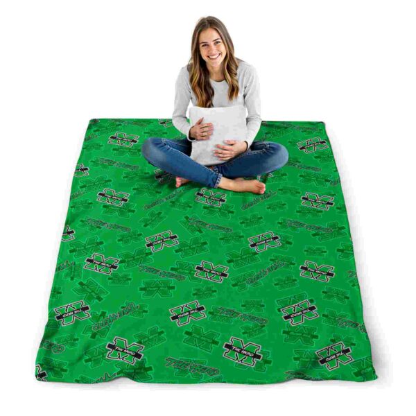 marshall thundering herd diehard fans green blanket high quality