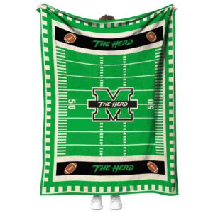 marshall thundering herd football field green blanket best selling