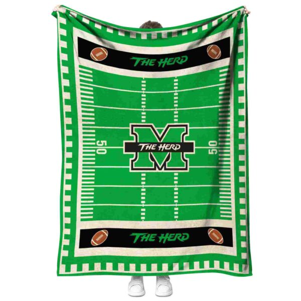 marshall thundering herd football field green blanket best selling