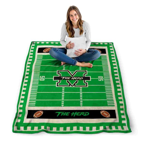 marshall thundering herd football field green blanket high quality