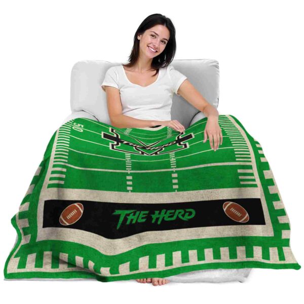 marshall thundering herd football field green blanket latest model