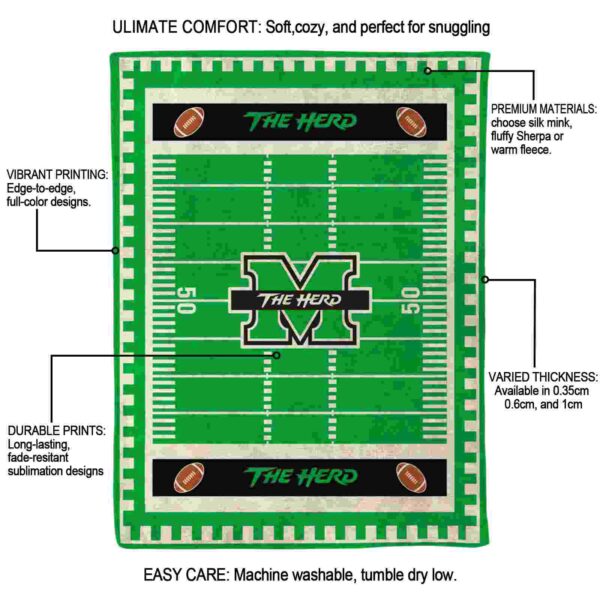 marshall thundering herd football field green blanket new arrival