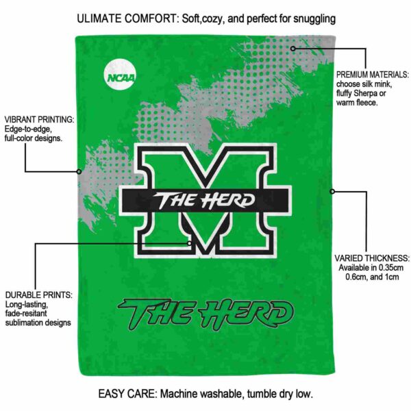 marshall thundering herd grunge texture green blanket new arrival