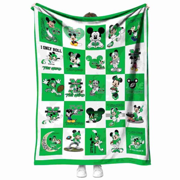 marshall thundering herd mickey minnie green white blanket best selling