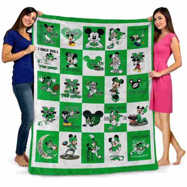 marshall thundering herd mickey minnie green white blanket fashion forward