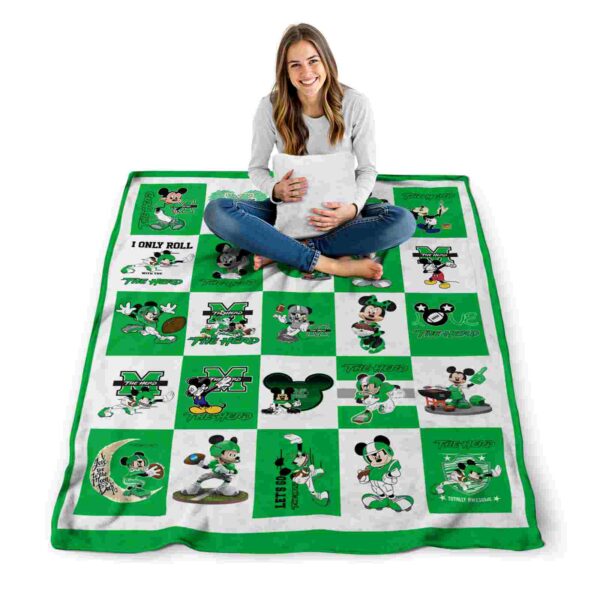 marshall thundering herd mickey minnie green white blanket high quality