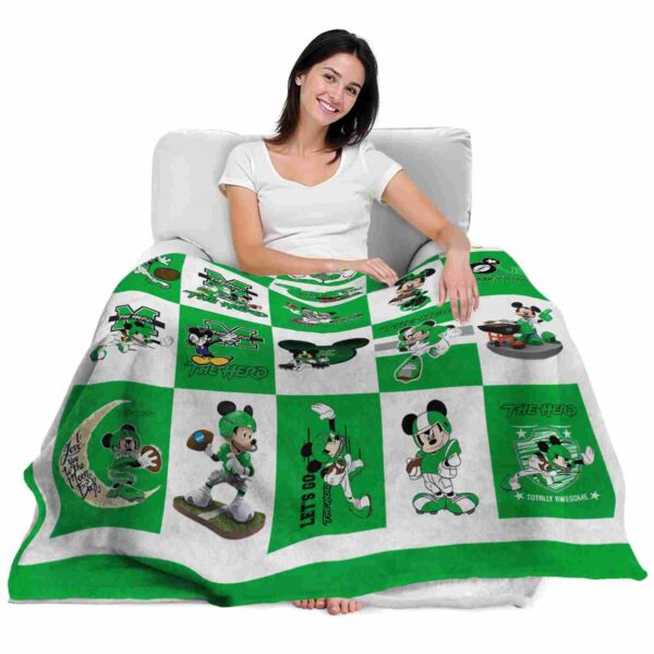 marshall thundering herd mickey minnie green white blanket latest model